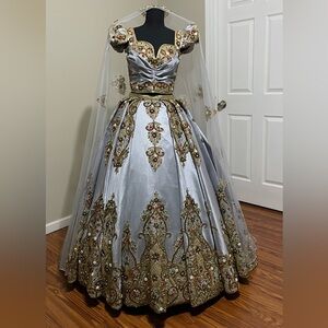 Modern Indian Two Piece Lehenga with Long Veil